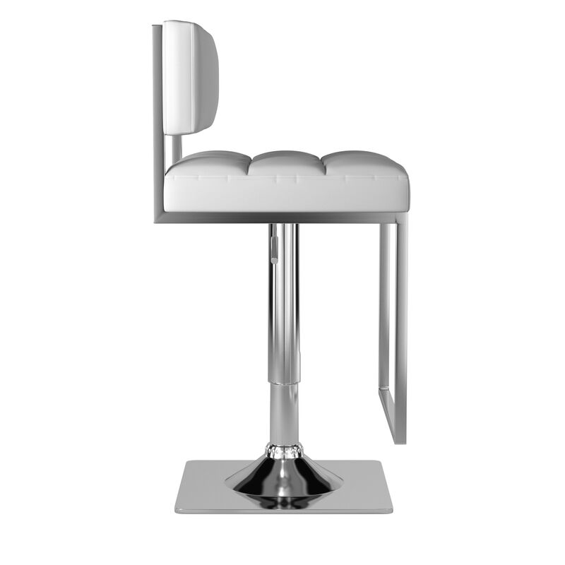 Adjustable Modern Metal Bar Stool, White & Silver-Benzara