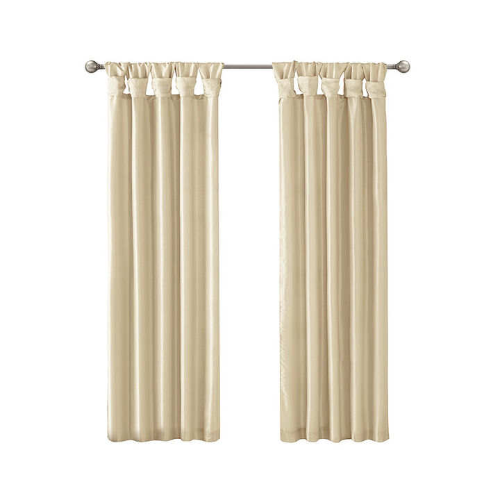 Gracie Mills Elroy Twist Tab Lined Faux Silk Window Curtain Panel - 50x108"