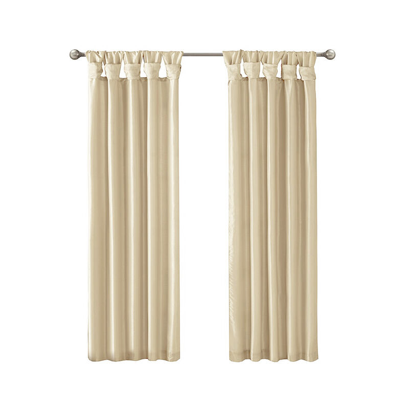 Gracie Mills Elroy Twist Tab Lined Faux Silk Window Curtain Panel - 50x108"