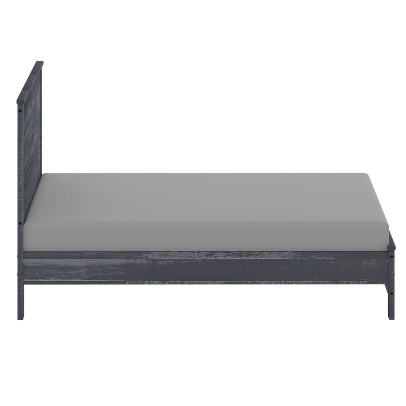 Albany Solid Wood Grey Bed, Modern Rustic Wooden Queen Size Bed Frame Box Spring Needed