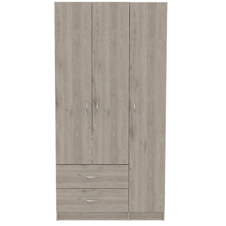 Rowaton 2-Drawer 3-Door Armoire Light Gray