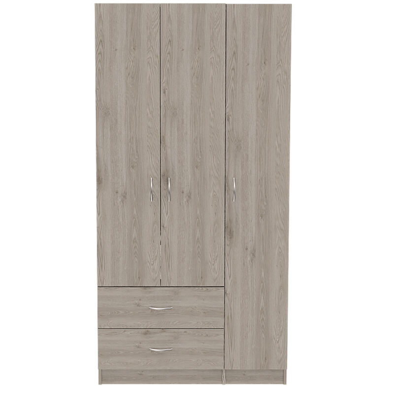Rowaton 2-Drawer 3-Door Armoire Light Gray
