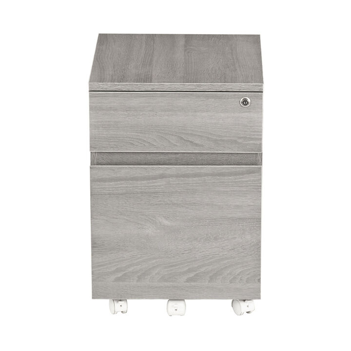 Rolling Two Drawer Vertical Filing Cabinet With Lock And Storage