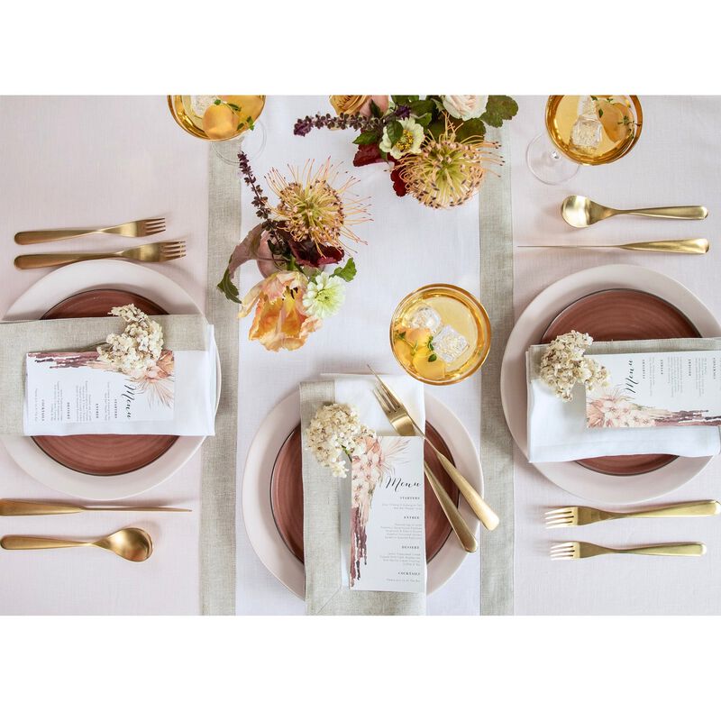 Solino Home 100% Pure Linen Table Runner | Festive Edge for Thanksgiving, Christmas