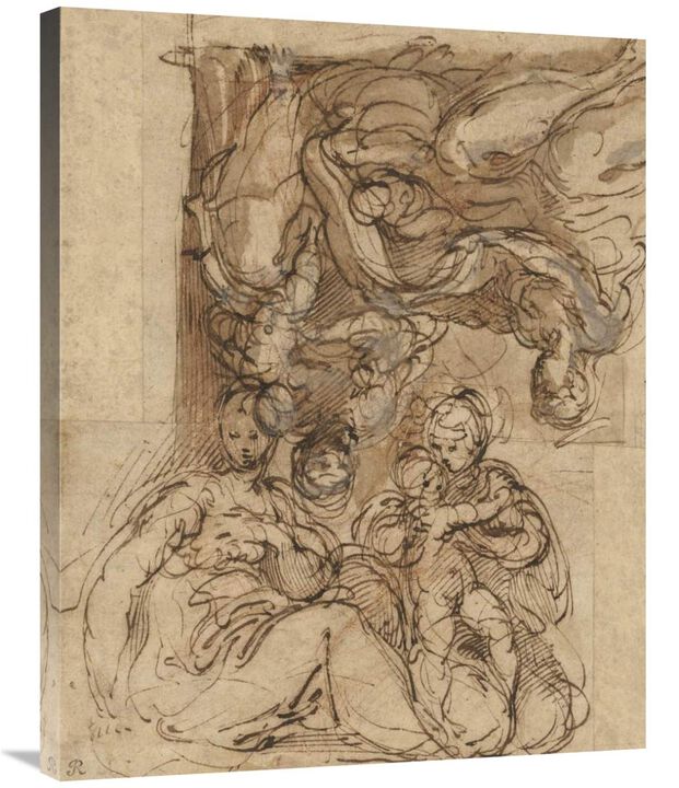 Two Studies for a Holy Family-Canvas Art-28x35
