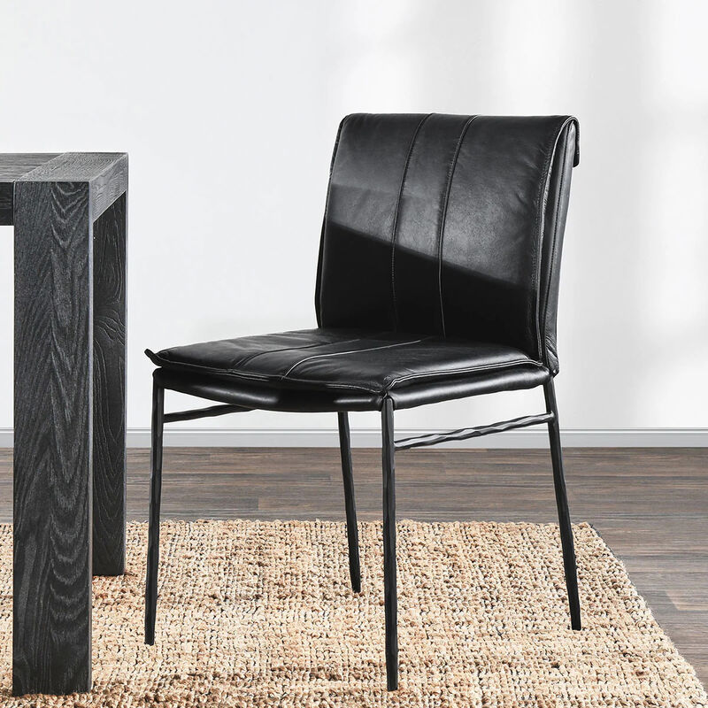 Mayer Jet Black Leather Dining Chair