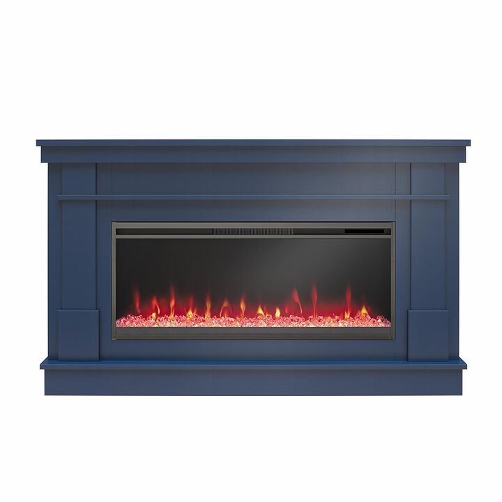 Novogratz Waverly Wide Mantel with Linear Electric Fireplace & Crystal Ember Bed
