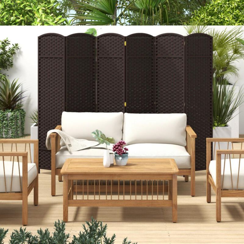 Hivvago 6-Panel Room Divider 5.6 FT Tall Folding Privacy Screen with Hand-woven Texture