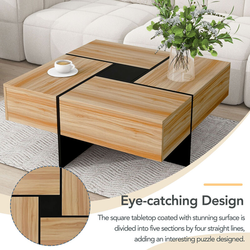 Merax Square UV High-gloss Coffee Table with Storage