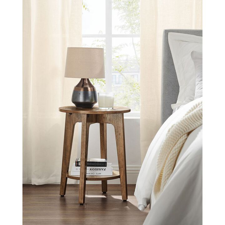Round End Table with Lower Shelf Stylish and Functional Design