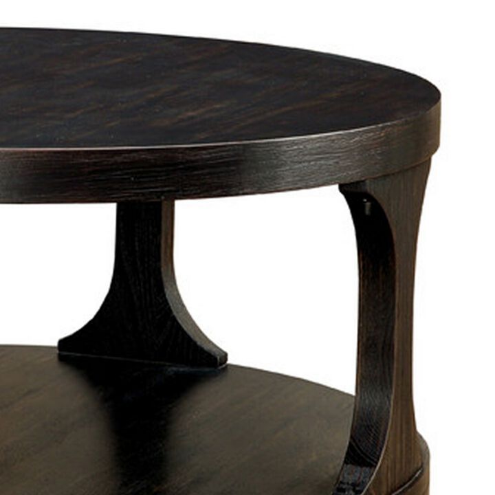 Carrie Transitional Coffee Table, Antique Black-Benzara