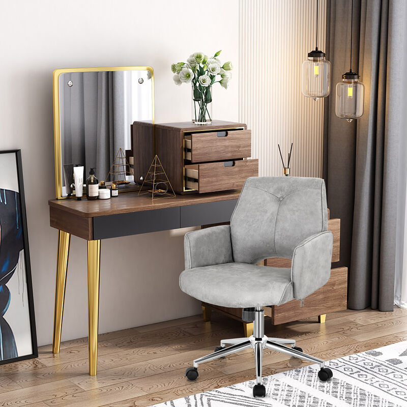 Costway Hollow Mid Back Leisure Office Chair Adjustable Task Chair w/Armrest