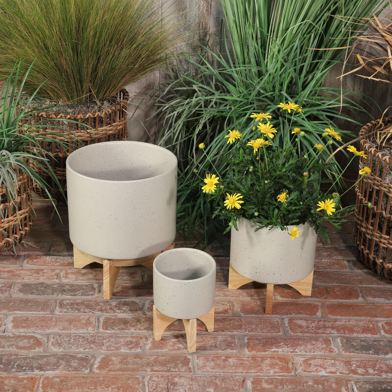5" Planter with Wood Stand