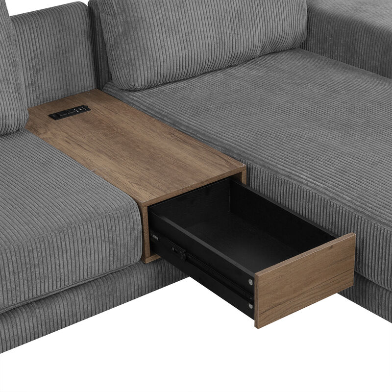 Merax L-shaped Sofa Sectional Sofa with Two USB Ports