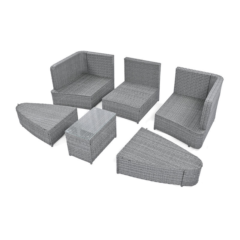 Merax Patio Outdoor Conversation Sofa Table Seating Set