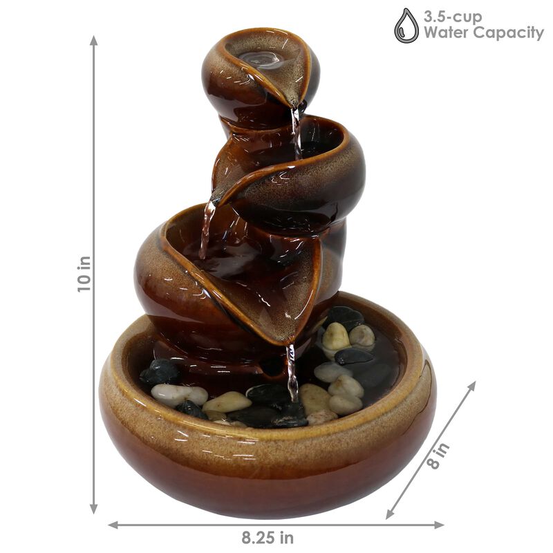 Sunnydaze Tiered Vessels Ceramic Indoor Water Fountain - 10 in