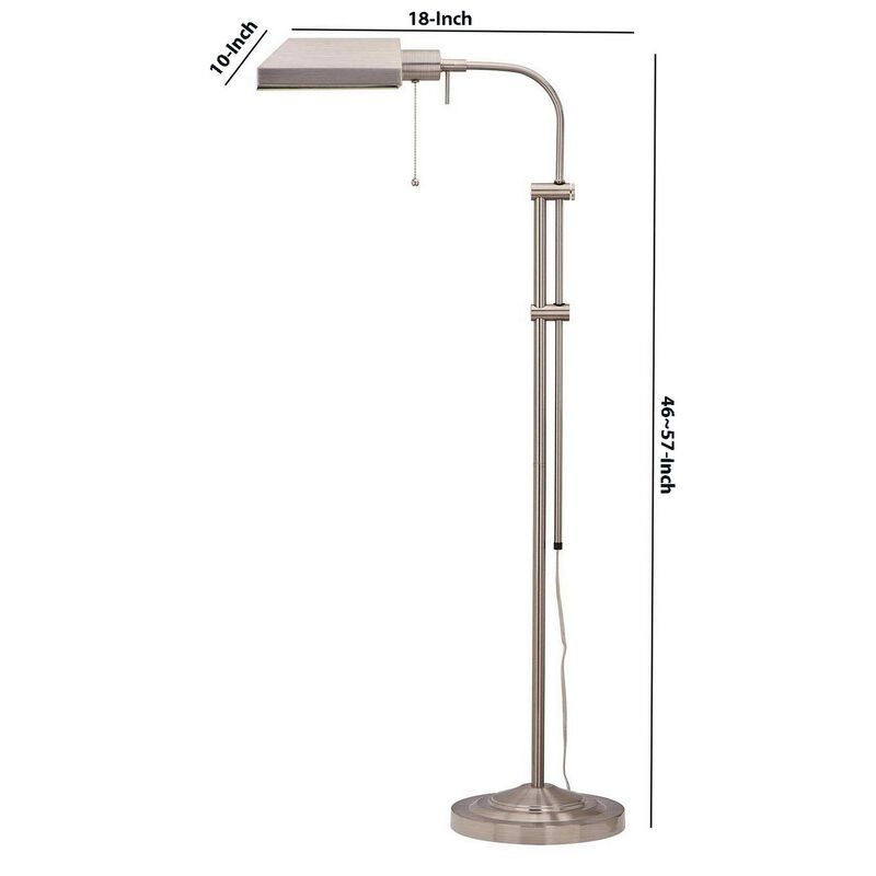 Metal Rectangular Floor Lamp with Adjustable Pole, White-Benzara