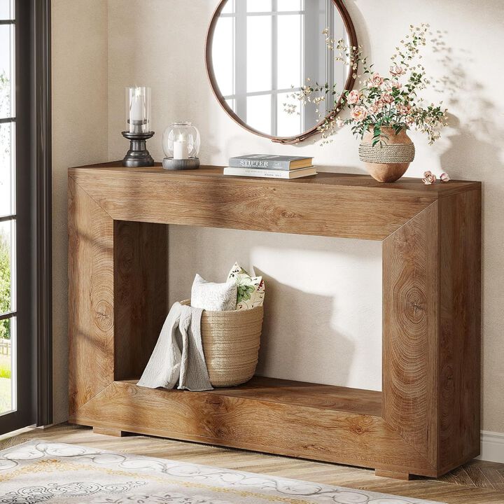 Farmhouse Console Table, 47 Inches Entryway Console Table with Storage, Industrial Hallway Accent Table for Living Room, Entrance, Deck Boxes