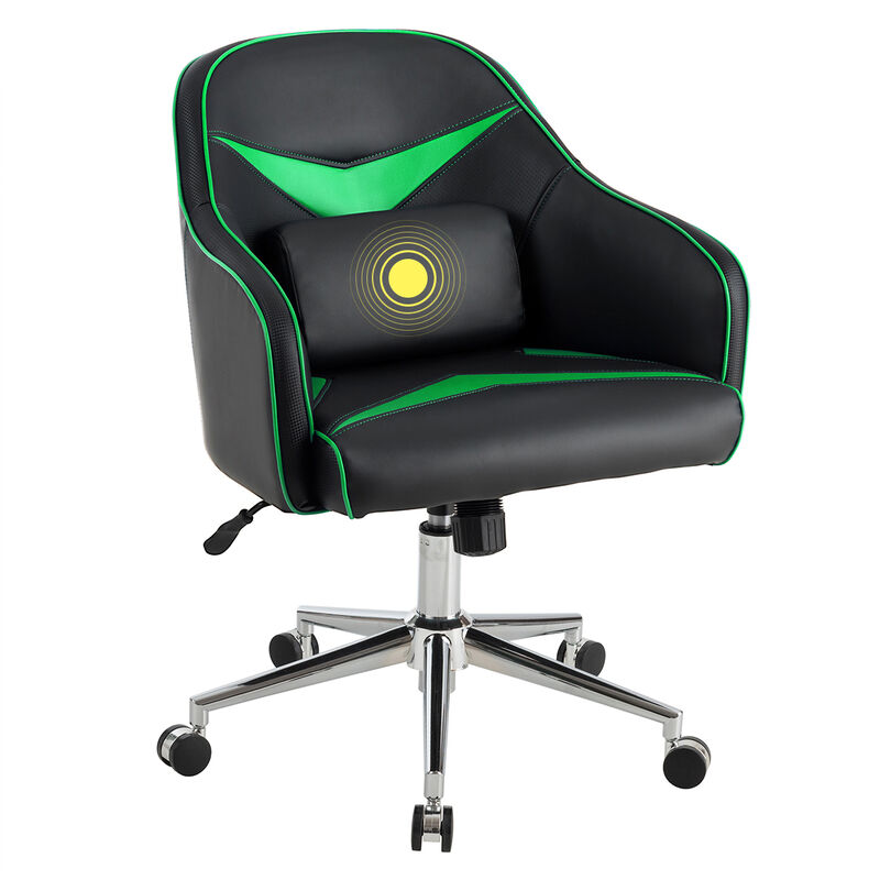 Costway Office Chair Task Desk Swivel Adjustable Height w/ Massage Lumbar Support Green