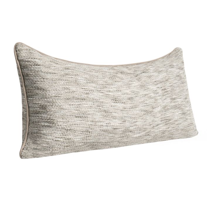 Sam Lumbar Accent Throw Pillow, 16x36 Textured Cotton Blend, Beige - Benzara