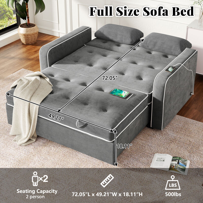 Merax Pull Out Sleeper Sofa Bed with Dual USB Charging Port