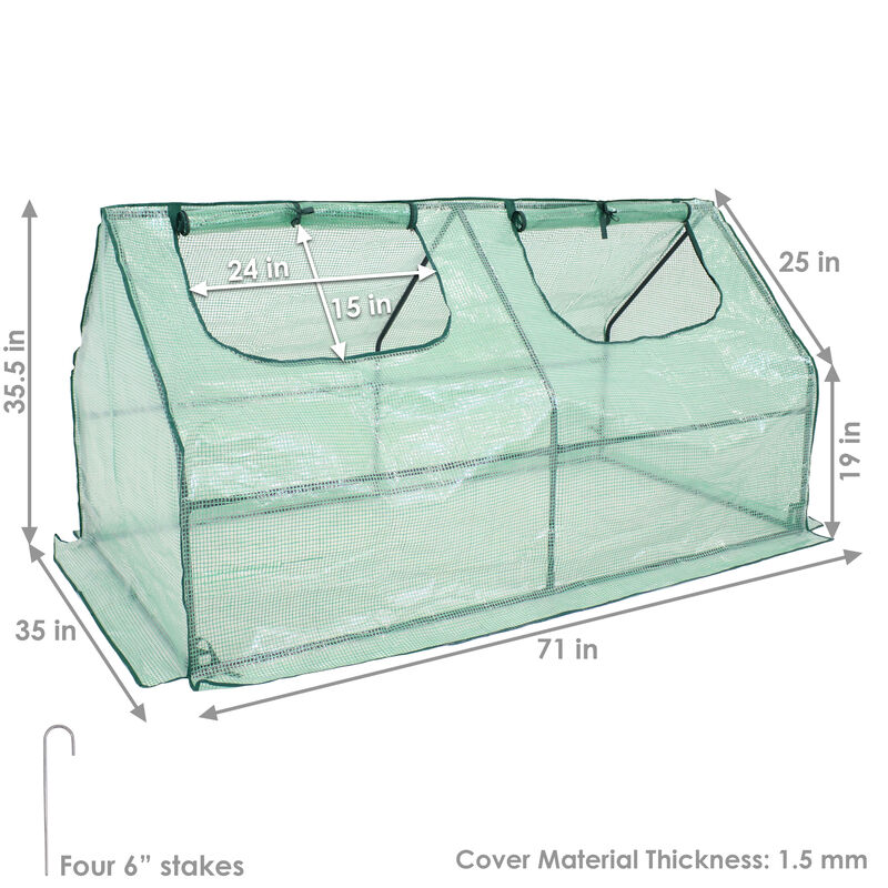 Sunnydaze Iron PVC Cover Mini Cloche Greenhouse with Zipper - Green