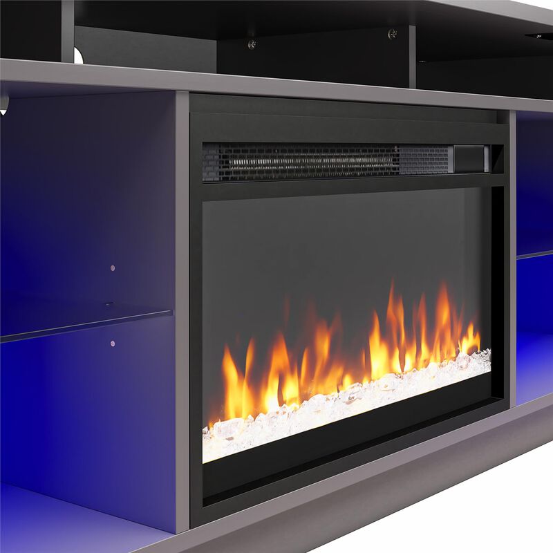 Ameriwood Home Luna Fireplace Space Heater TV Stand for TVs up to 75", Graphite Gray