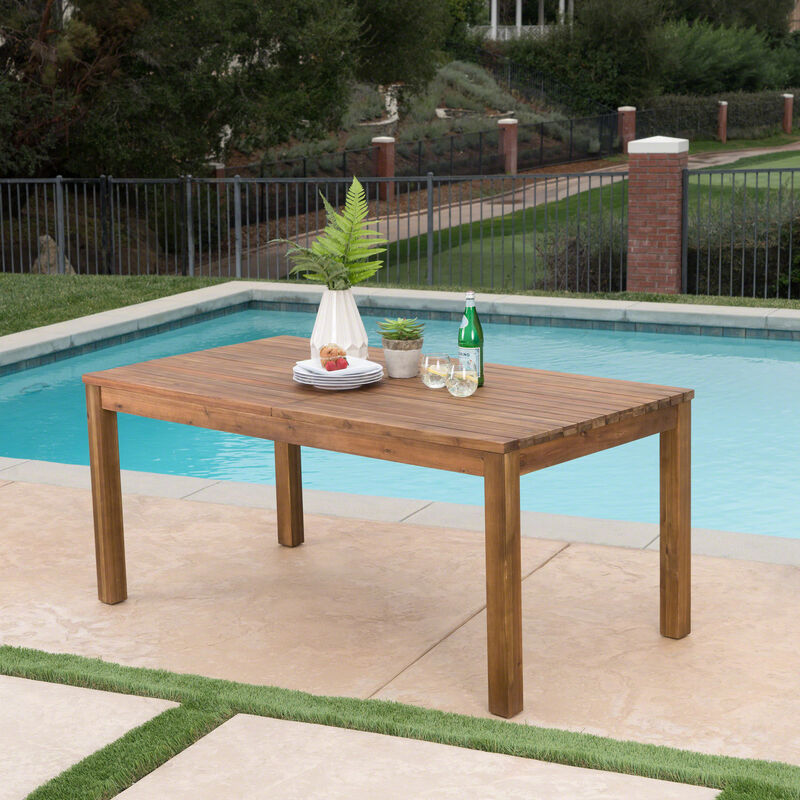 Merax Outdoor Acacia Wood Extendable Dining Table