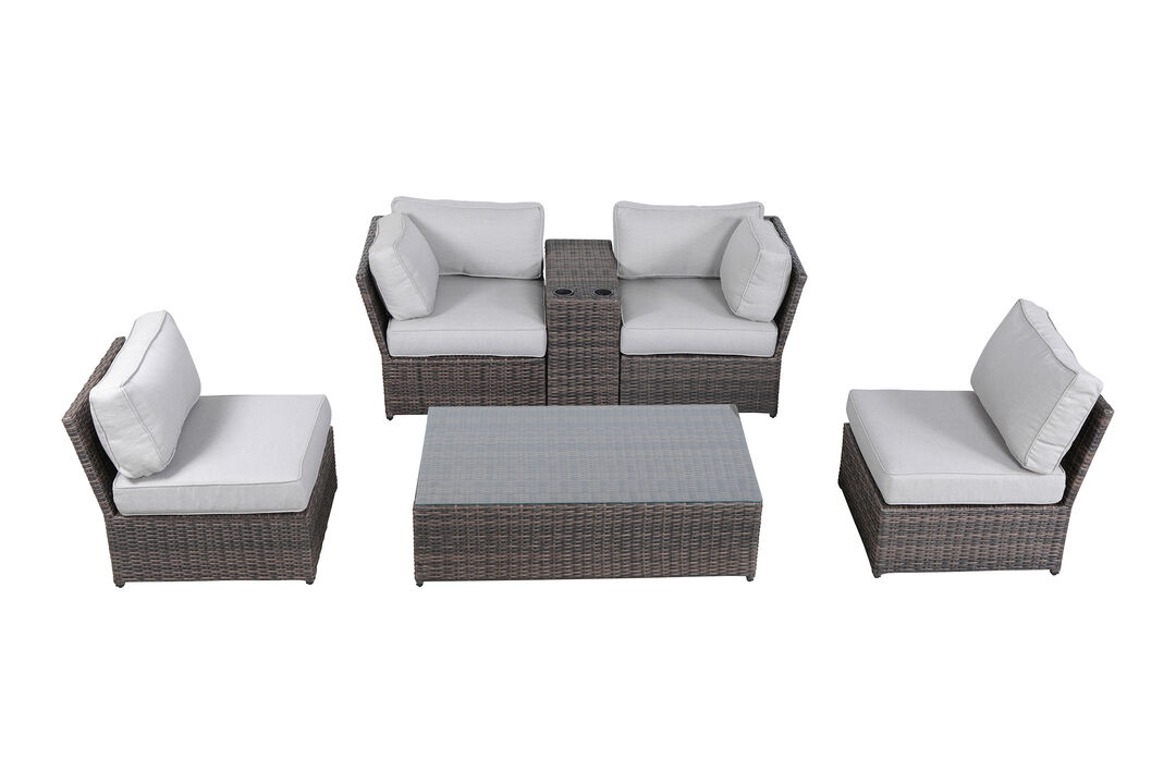 Living Source International Rattan Wicker Fully Assembled 4 - Person Seating Group with Cushions New (Brown)