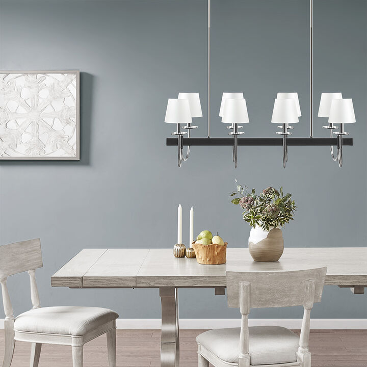 Gracie Mills Murillo 8-Light Rectangular Chandelier with Drum Shades