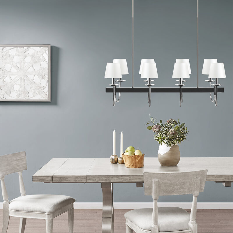 Gracie Mills Murillo 8-Light Rectangular Chandelier with Drum Shades