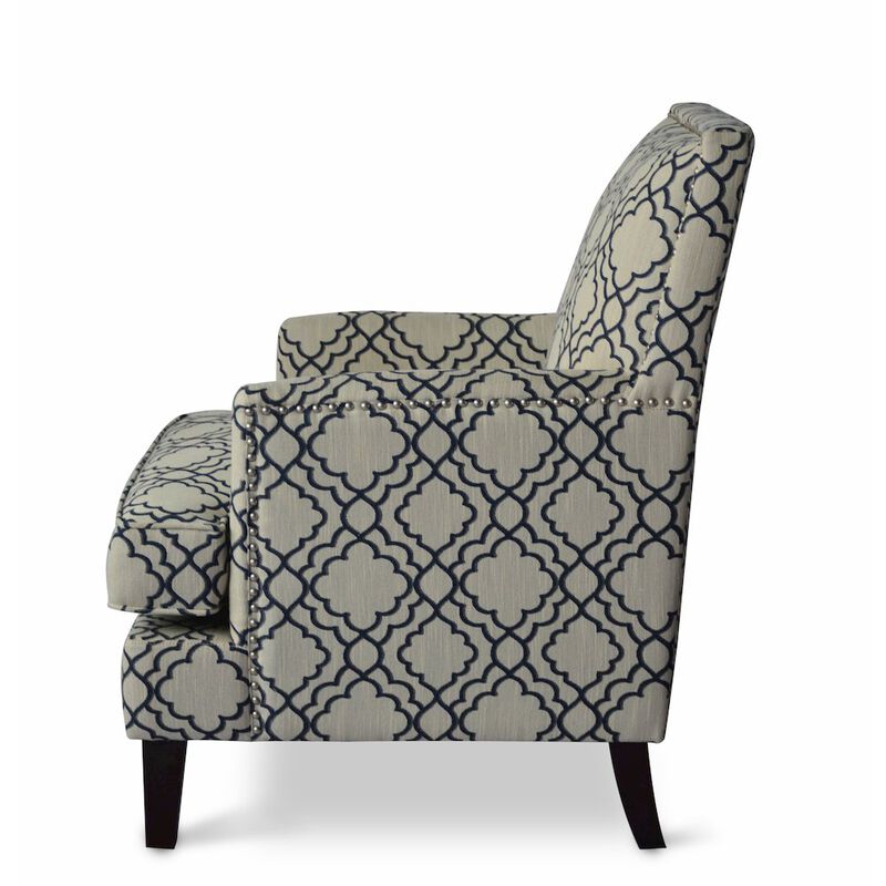 Jofran Aubrey Contemporary Geometric Upholstered Accent Chair with Nailhead Trim