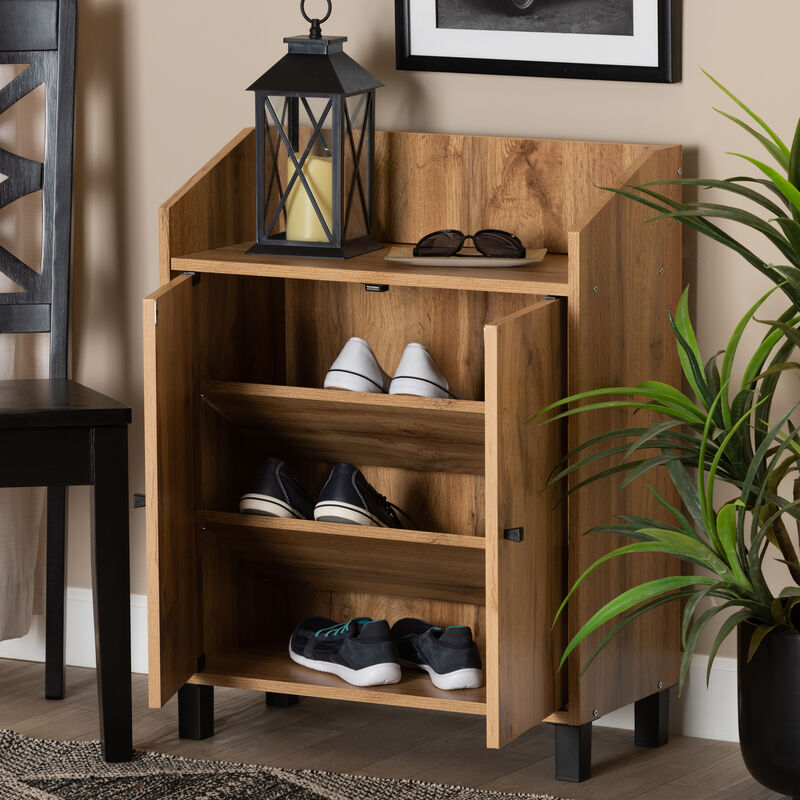 Baxton Studio Rossin Modern Oak Brown Finished Wood 2 Door Entryway Shoe Storage Cabinet
