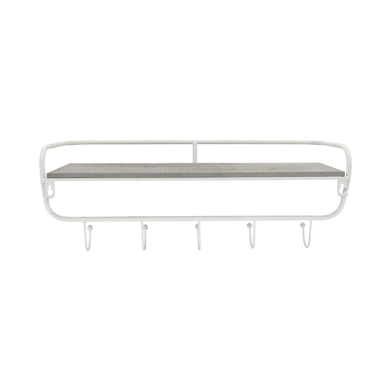 20" 5 Hook Wall Shelf