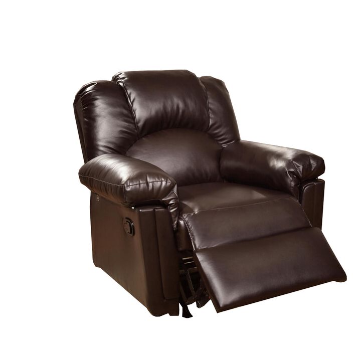 Bonded Leather Rocker/Recliner, Brown-Benzara