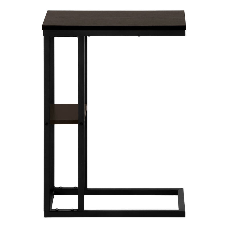 Monarch Specialties I 3670 Accent Table, C-shaped, End, Side, Snack, Living Room, Bedroom, Metal, Laminate, Brown, Black, Contemporary, Modern