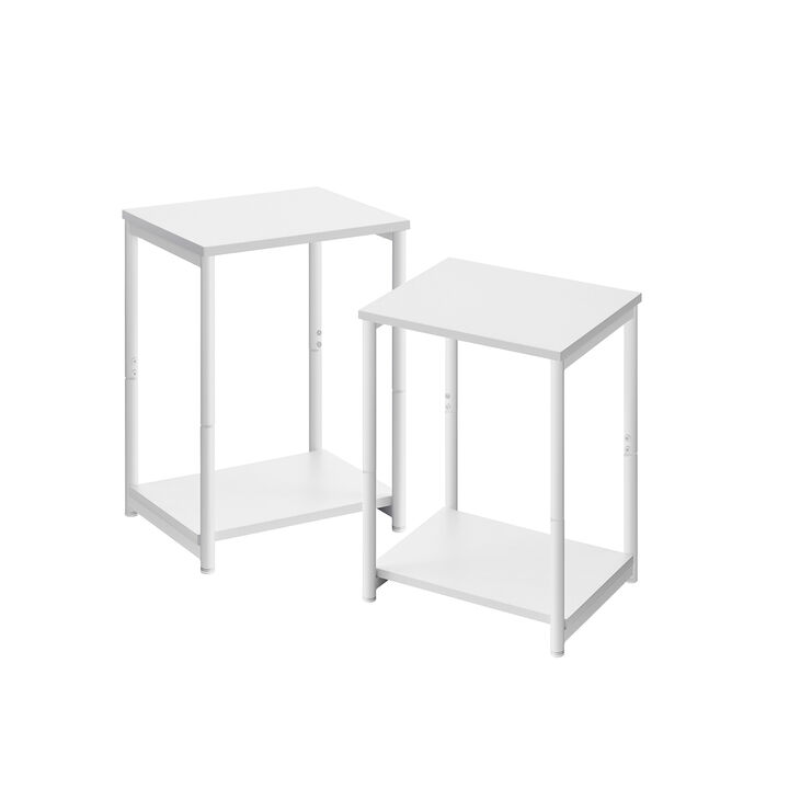 Steel Frame End Tables with Storage Shelf for Living Room and Bedroom- Set of 2