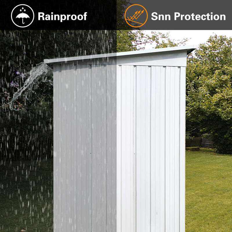 Metal Garden Sheds 5FTx4FT Outdoor Storage Sheds White+Yellow