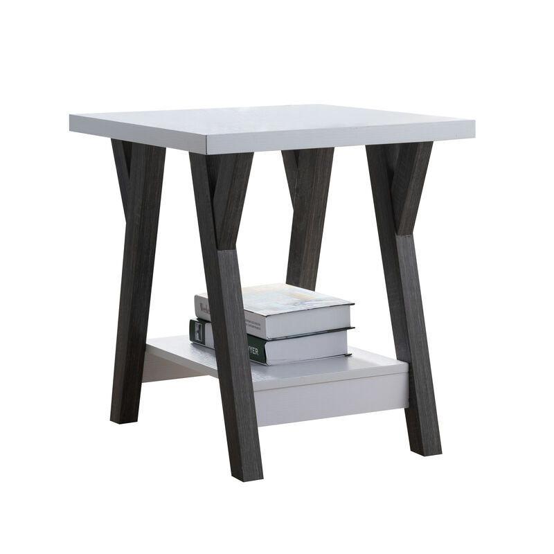End Table White Distressed Grey