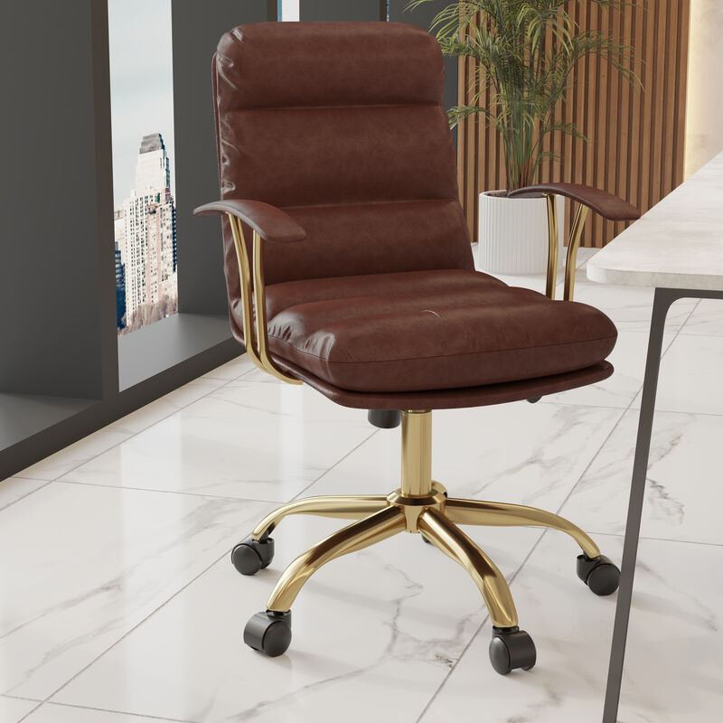 LeisureMod Regina Modern Padded Leather Adjustable Executive Office Chair with Tilt & 360-Degree Swivel – Ergonomic High-Back Desk Chair for Home and Office Comfort