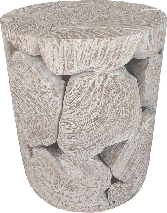 One Teak Slice Round End Table