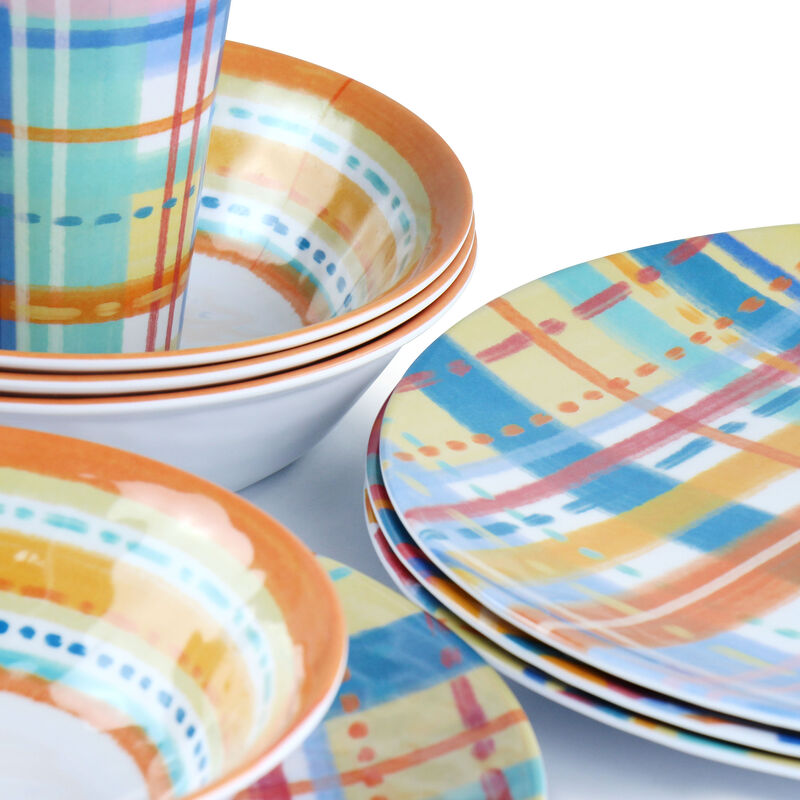 Laurie Gates California Designs Casablanca 12 Piece Melamine Dinnerware Set in Multi