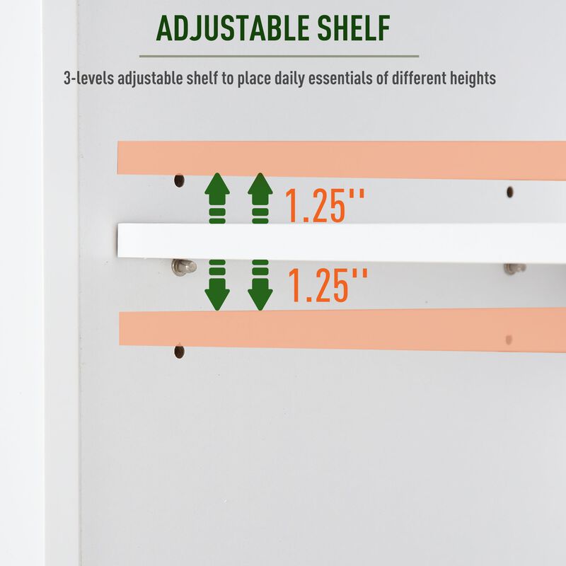 White Bathroom Organizer: Freestanding Linen Tower with Double Doors