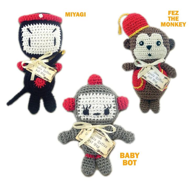 Knit Knack Fez Monkey Organic Cotton Small Dog Toy
