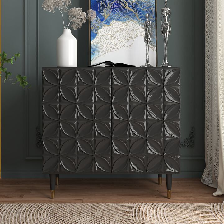 31 in. H 2 Door Black Locker Accent Storage Cabinet with Solid Rubber Feet