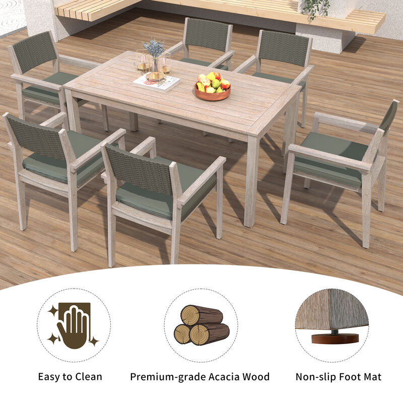 Merax 7 Pieces Outdoor Dining Set Patio Table and Chairs