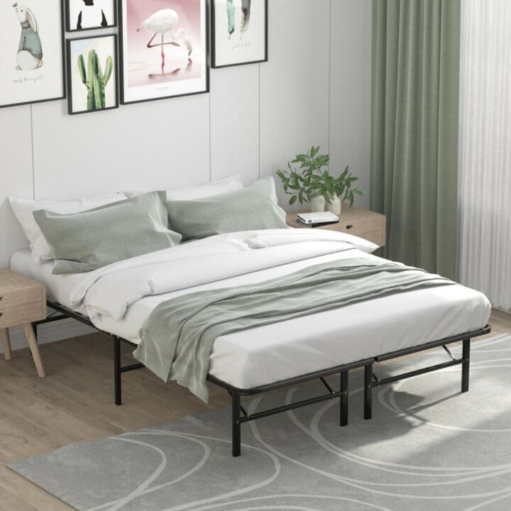 Hivvago Foldable Metal Platform Bed with Tool-Free Assembly
