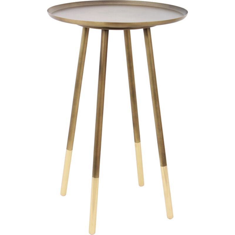 22.5" Antique Brass Solid Accent Table