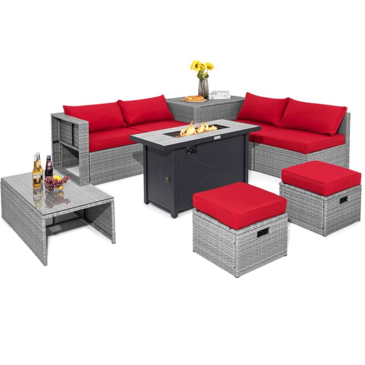 Hivvago 9 Pieces Patio Furniture Set with 42 Inches 60000 BTU Fire Pit