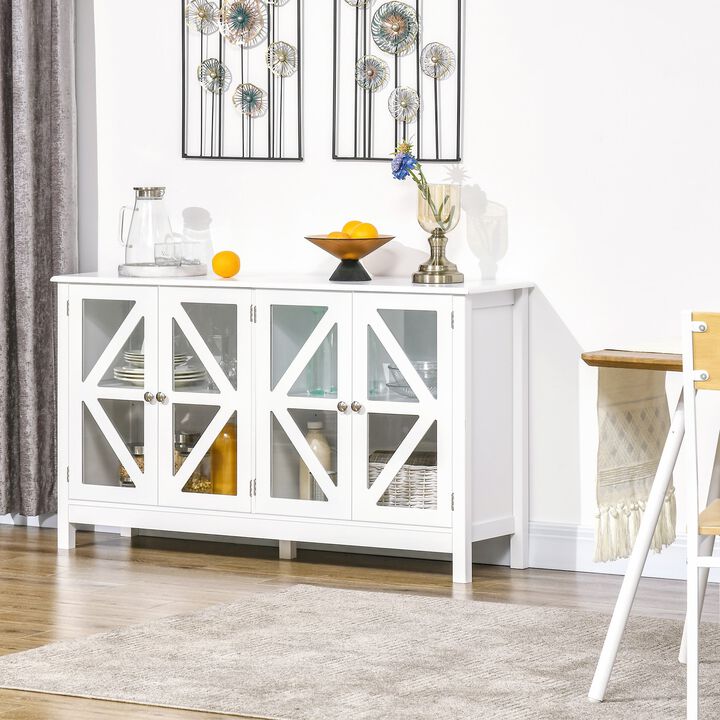 White Kitchen Storage: Buffet Sideboard with Glass Door & Shelf